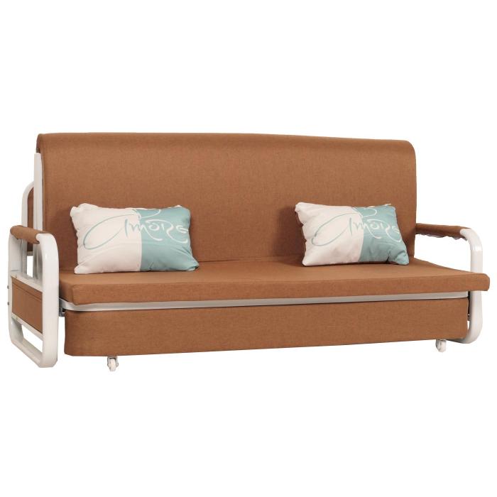 Schlafsofa HWC-M83, Schlafcouch Couch Sofa, Schlaffunktion Bettkasten Liegeflche, 190x185cm ~ Stoff/Textil braun