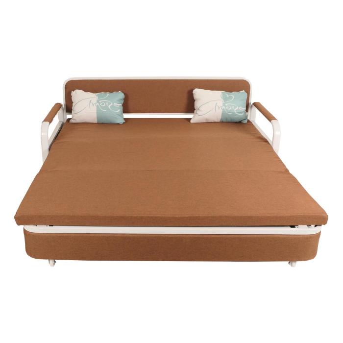 Schlafsofa HWC-M83, Schlafcouch Couch Sofa, Schlaffunktion Bettkasten Liegeflche, 190x185cm ~ Stoff/Textil braun