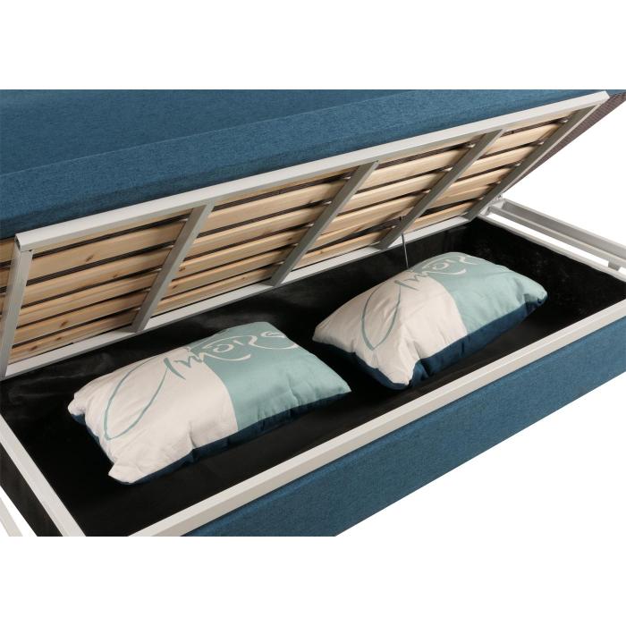 Schlafsofa HWC-M83, Schlafcouch Couch Sofa, Schlaffunktion Bettkasten Liegeflche, 190x185cm ~ Stoff/Textil dunkelblau