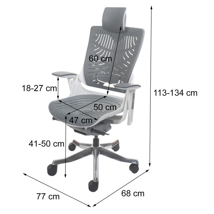 Brostuhl MERRYFAIR Wau 2b, Schreibtischstuhl Drehstuhl, Hartschale, ergonomisch ~ grau