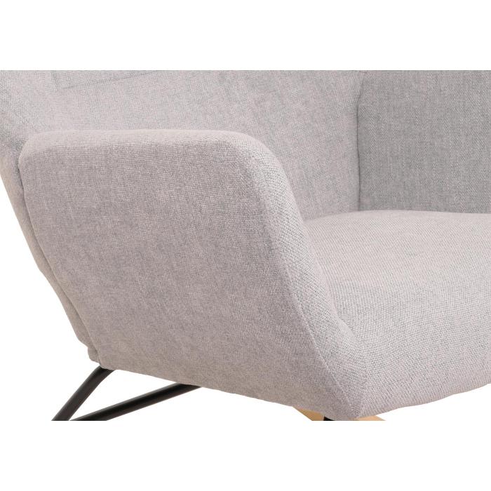Schaukelstuhl HWC-N13, Schwingstuhl Relaxsessel Fernsehsessel, Massiv-Holz Metall Stoff/Textil 320g/m ~ hellgrau