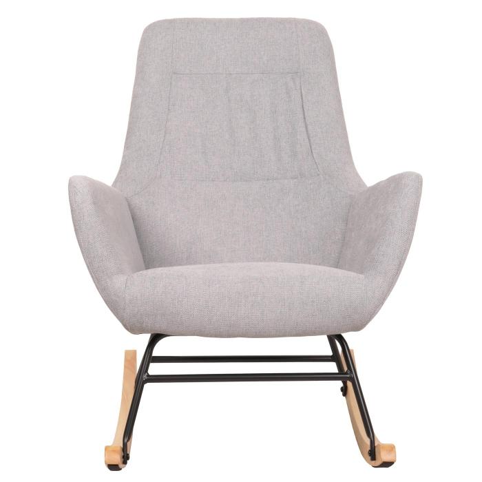 Schaukelstuhl HWC-N13, Schwingstuhl Relaxsessel Fernsehsessel, Massiv-Holz Metall Stoff/Textil 320g/m ~ hellgrau