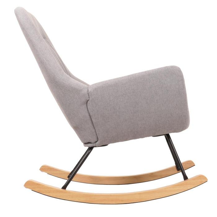 Schaukelstuhl HWC-N13, Schwingstuhl Relaxsessel Fernsehsessel, Massiv-Holz Metall Stoff/Textil 320g/m ~ hellgrau