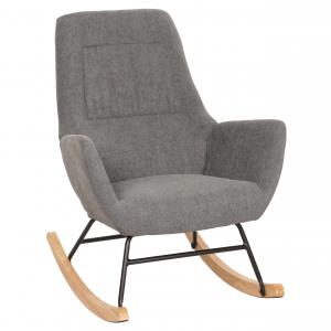Schaukelstuhl HWC-N13, Schwingstuhl Relaxsessel Fernsehsessel, Massiv-Holz Metall Stoff/Textil 320g/m ~ dunkelgrau