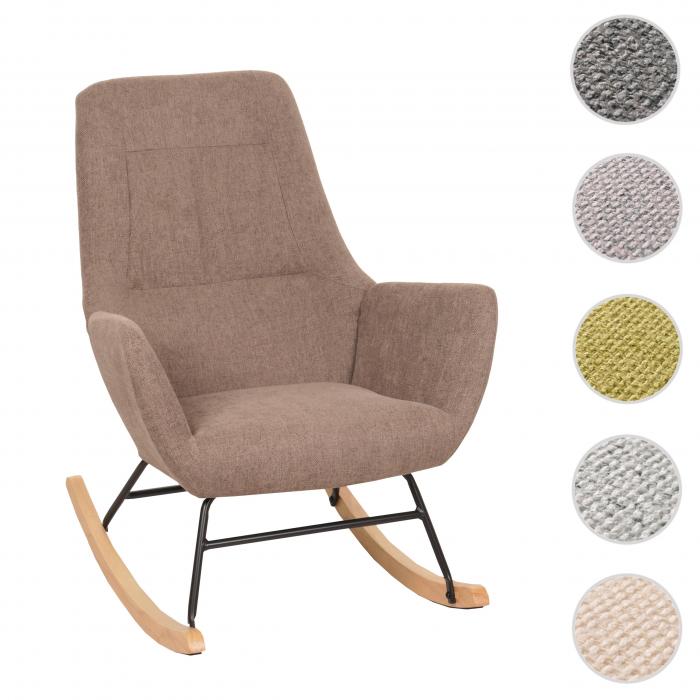 Schaukelstuhl HWC-N13, Schwingstuhl Relaxsessel Fernsehsessel, Massiv-Holz Metall Stoff/Textil 320g/m ~ braun