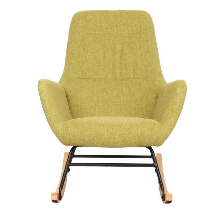 Schaukelstuhl HWC-N13, Schwingstuhl Relaxsessel Fernsehsessel, Massiv-Holz Metall Stoff/Textil 320g/m ~ grn