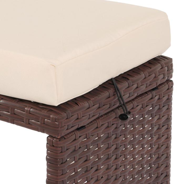 Poly-Rattan Sitzbank HWC-G16, Gartenbank Rattanbank, Gastronomie 112cm ~ braun, Kissen creme