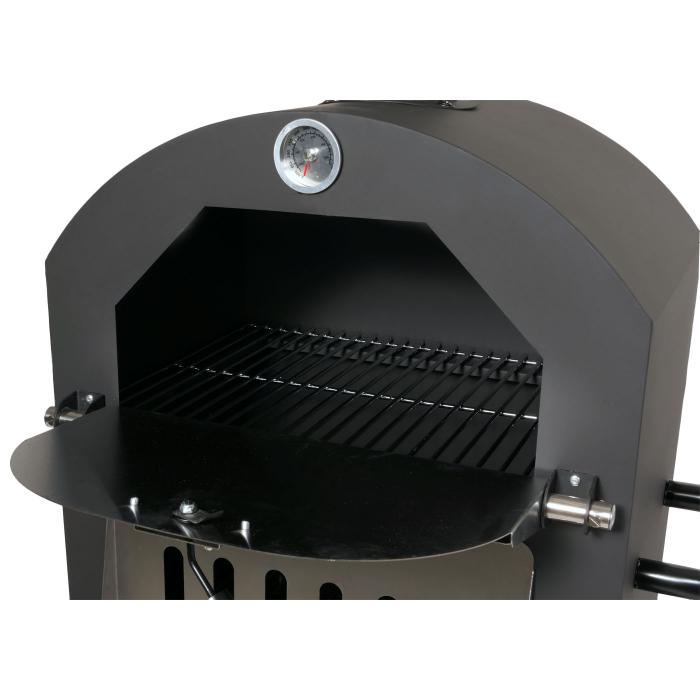 Holzkohlegrill HWC-N15, Pizzaofen Kaminofen, Grillrost Holzkohlerost Pizzastein, Stahl schwarz hochtemperaturlackiert