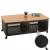 Couchtisch HWC-N28, Sofatisch, Rollen 2 Fcher, 3D-Struktur Industrial Retro Metall Holz 45x120x60cm ~ schwarz, natur