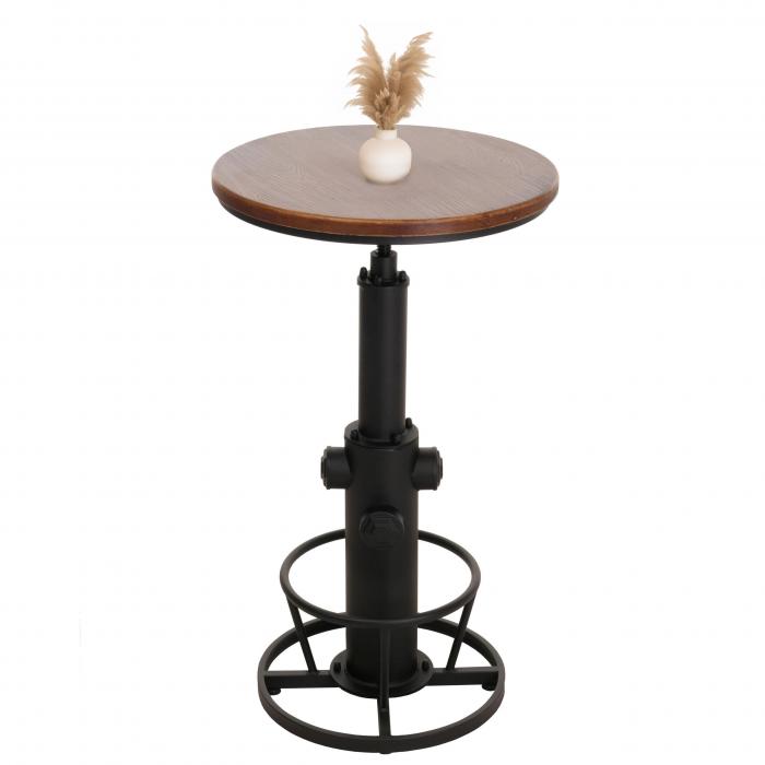 Bartisch HWC-N20, Bistrotisch Thekentisch, hhenverstellbar drehbar Fuablage Industrial Massiv-Holz  61 cm ~ braun