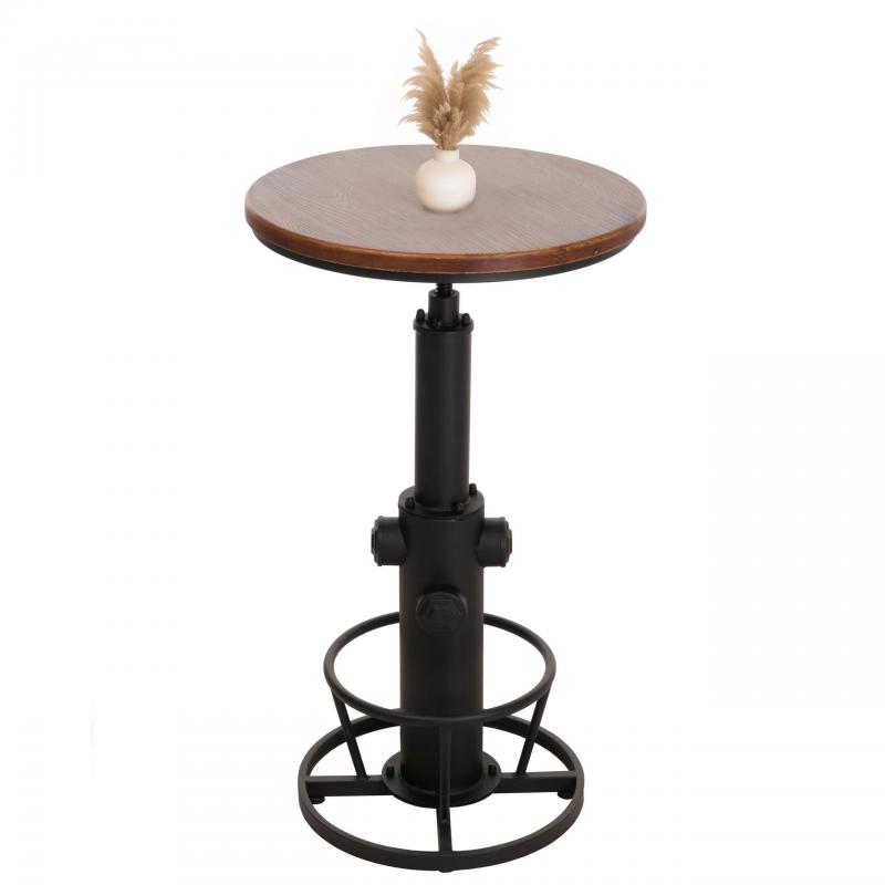 Bartisch HWC-N20, Bistrotisch Thekentisch, hhenverstellbar drehbar Fuablage Industrial Massiv-Holz  61 cm ~ braun