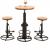 Set Bartisch + 2x Barhocker HWC-N20, Barstuhl Stehtisch hhenverstellbar drehbar Fuablage Industrial Holz ~ natur