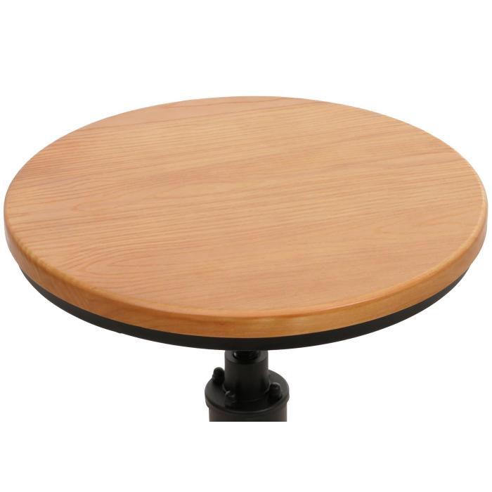 Set Bartisch + 2x Barhocker HWC-N23, Barstuhl Stehtisch hhenverstellbar drehbar Fuablage Industrial Eisen Holz ~ natur