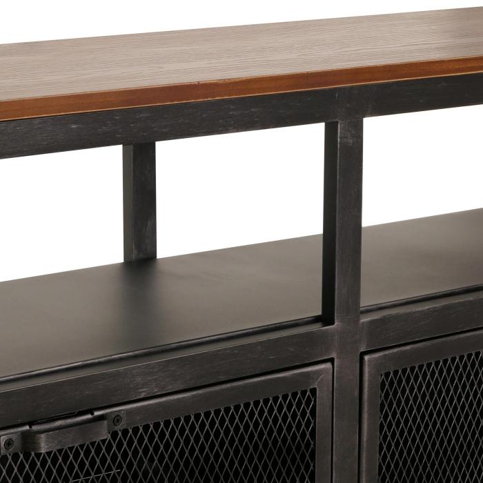 Lowboard HWC-N28, TV-Rack, Rollen 2 Fcher, 3D-Struktur Industrial Retro Metall Holz 55x130x36cm ~ schwarz, braun