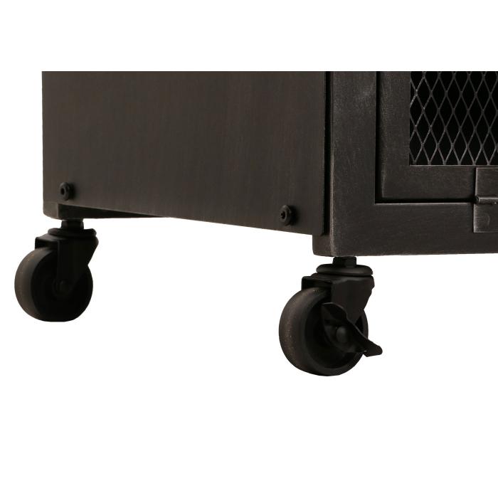 Lowboard HWC-N28, TV-Rack, Rollen 2 Fcher, 3D-Struktur Industrial Retro Metall Holz 55x130x36cm ~ schwarz, natur