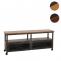 Lowboard HWC-N28, TV-Rack, Rollen 2 Fcher, 3D-Struktur Industrial Retro Metall Holz 55x130x36cm ~ schwarz, braun