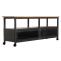 Lowboard HWC-N28, TV-Rack, Rollen 2 Fcher, 3D-Struktur Industrial Retro Metall Holz 55x130x36cm ~ schwarz, natur