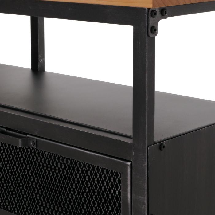 Lowboard HWC-N28, TV-Rack, Rollen 2 Fcher, 3D-Struktur Industrial Retro Metall Holz 55x130x36cm ~ schwarz, natur