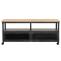 Lowboard HWC-N28, TV-Rack, Rollen 2 Fcher, 3D-Struktur Industrial Retro Metall Holz 55x130x36cm ~ schwarz, natur