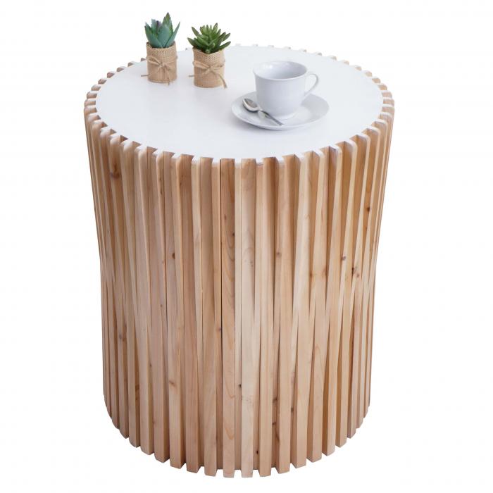 Beistelltisch HWC-N31, Couchtisch Kaffeetisch Loungetisch Blumentisch Nachttisch Tisch, Tanne Holz 51cm natur-wei