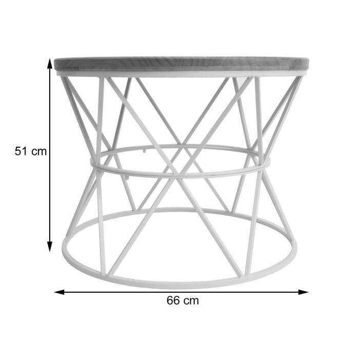 Couchtisch HWC-N32, Kaffeetisch Beistelltisch Loungetisch Sofatisch Wohnzimmertisch, Metallgestell Holz 66cm wei