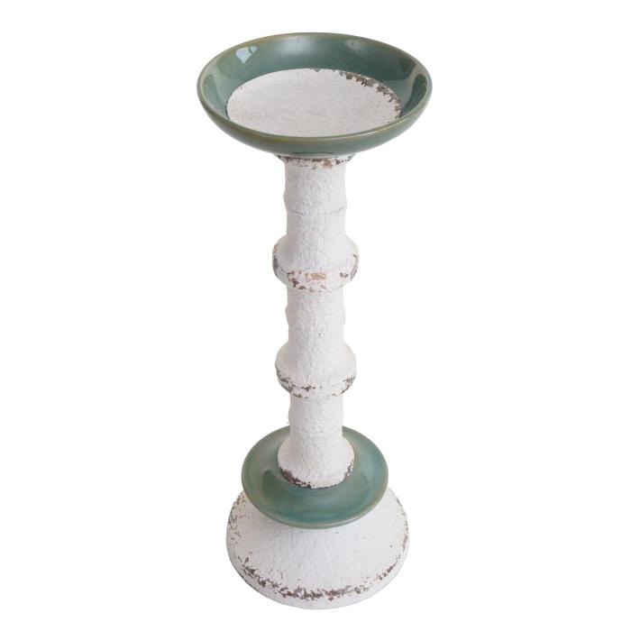 2er-Set Kerzenstnder HWC-N35, Kerzenhalter Kerzensule, Shabby-Look Vintage Metall Keramik Hhe 36cm
