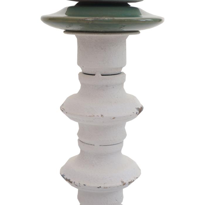 2er-Set Kerzenstnder HWC-N36, Kerzenhalter Kerzensule, Shabby-Look Vintage Metall Keramik Hhe 25cm