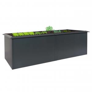 Hochbeet HWC-N24, Metallhochbeet Gemsebeet Blumenkasten Pflanzkbel, Schneckenkante 78x250x90cm Eisen 65kg, anthrazit