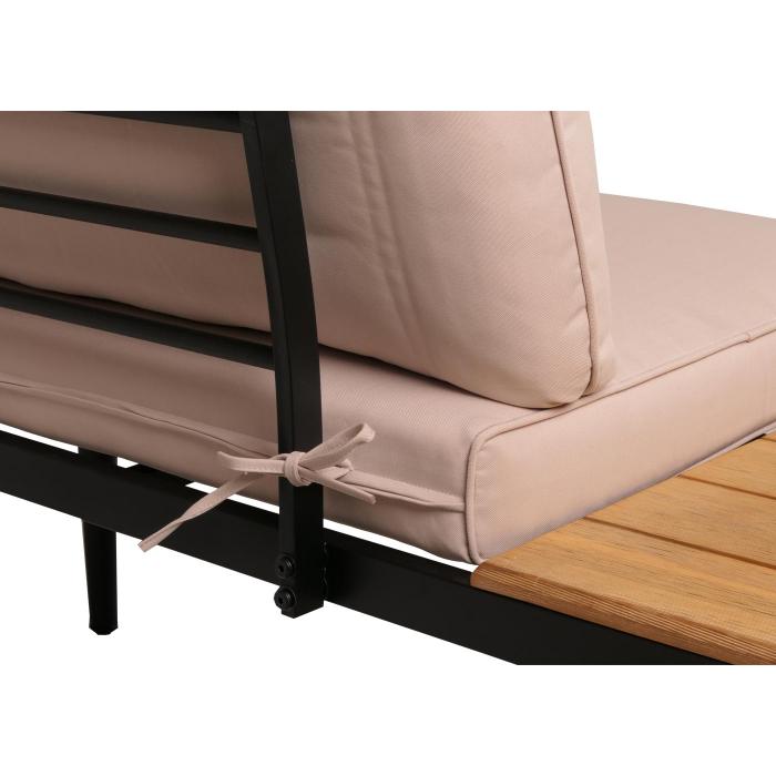 Garten-Garnitur HWC-H54c, Lounge-Set, Beistelltisch Spun Poly Akazie Holz Stahl ~ hellbraun, Kissen beige