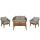 Gartengarnitur HWC-N37, Garten-/Lounge-Set Sofa Sitzgruppe, Poly-Rattan Holz Akazie ~ grau, Kissen hellgrau