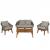 Gartengarnitur HWC-N37, Garten-/Lounge-Set Sofa Sitzgruppe, Poly-Rattan Holz Akazie ~ grau, Kissen hellgrau