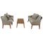 Gartengarnitur HWC-N37, Garten-/Lounge-Set Sofa Sitzgruppe, Poly-Rattan Holz Akazie ~ grau, Kissen hellgrau