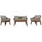 Gartengarnitur HWC-N37, Garten-/Lounge-Set Sofa Sitzgruppe, Poly-Rattan Holz Akazie ~ grau, Kissen hellgrau
