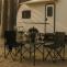 Campingset HWC-N50, Tisch 2x Stuhl Klappstuhl Anglerstuhl faltbar, Metall ~ schwarz