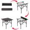Campingset HWC-N50, Tisch 2x Stuhl Klappstuhl Anglerstuhl faltbar, Metall ~ schwarz