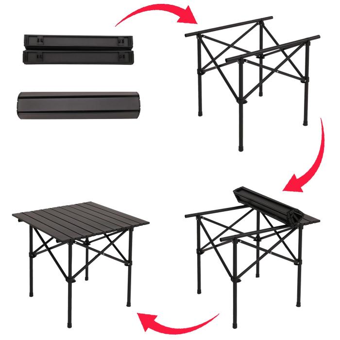 Campingset HWC-N50, Tisch 2x Stuhl Klappstuhl Anglerstuhl faltbar, Metall ~ schwarz
