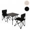 Campingset HWC-N50, Tisch 2x Stuhl Klappstuhl Anglerstuhl faltbar, Metall ~ schwarz