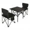 Campingset HWC-N50, Tisch 2x Stuhl Klappstuhl Anglerstuhl faltbar, Metall ~ schwarz