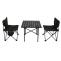 Campingset HWC-N50, Tisch 2x Stuhl Klappstuhl Anglerstuhl faltbar, Metall ~ schwarz