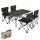 Campingset HWC-N50, Tisch 4x Stuhl Klappstuhl Anglerstuhl faltbar, Metall ~ schwarz