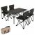 Campingset HWC-N50, Tisch 4x Stuhl Klappstuhl Anglerstuhl faltbar, Metall ~ schwarz