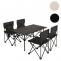 Campingset HWC-N50, Tisch 4x Stuhl Klappstuhl Anglerstuhl faltbar, Metall ~ schwarz