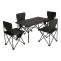 Campingset HWC-N50, Tisch 4x Stuhl Klappstuhl Anglerstuhl faltbar, Metall ~ schwarz