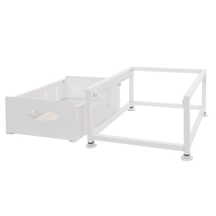 Schrankschublade HWC-N51 mit Tablett, Kchen-/Geschirrablage Schrankauszug ausziehbar, Metall 19x34x42cm ~ wei