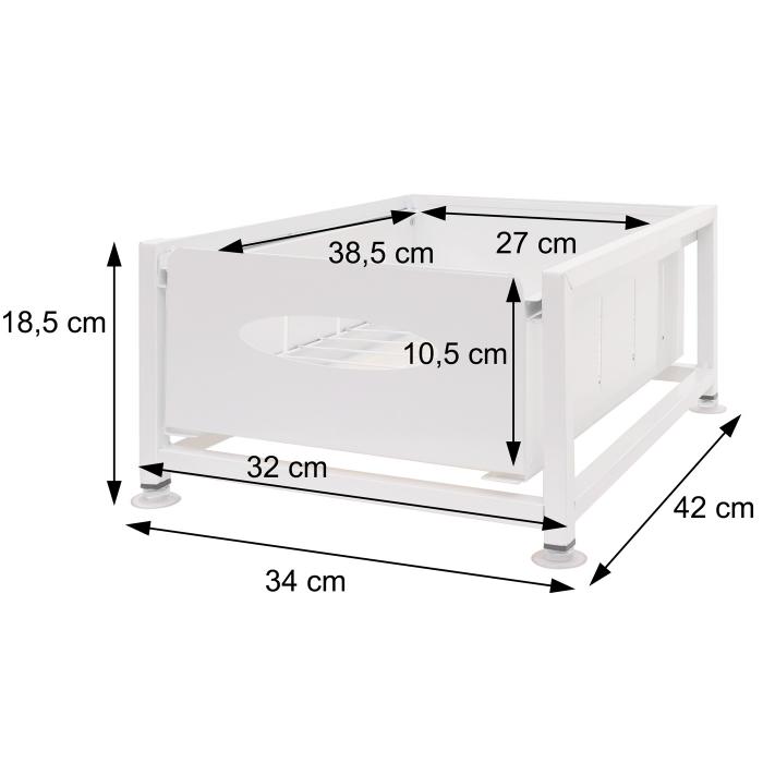 Schrankschublade HWC-N51 mit Tablett, Kchen-/Geschirrablage Schrankauszug ausziehbar, Metall 19x34x42cm ~ wei