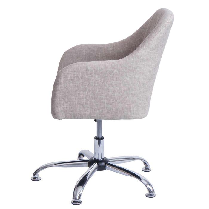 Esszimmerstuhl HWC-L92, Kchenstuhl Stuhl mit Armlehne, drehbar hhenverstellbar Metall ~ Textil creme