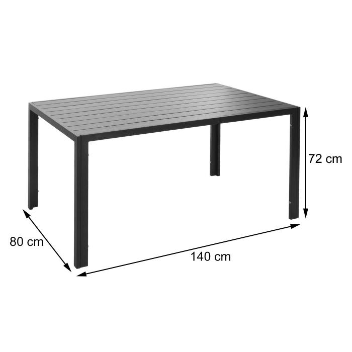 Alu-Esstisch HWC-N40, Tisch Bistrotisch Gartentisch Balkontisch, wetterfest 140x80cm ~ anthrazit