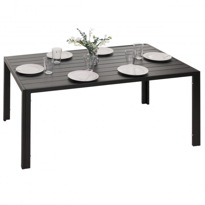 Alu-Esstisch HWC-N40, Tisch Bistrotisch Gartentisch Balkontisch, wetterfest 140x80cm ~ anthrazit