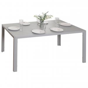 Alu-Esstisch HWC-N40, Tisch Bistrotisch Gartentisch Balkontisch, wetterfest 140x80cm ~ hellgrau