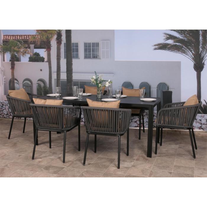 Defekte Ware (Verbogen/Schweinaht lst sich SK4) | Alu-Esstisch HWC-N40, Bistrotisch Gartentisch, 180x80cm ~ hellgrau